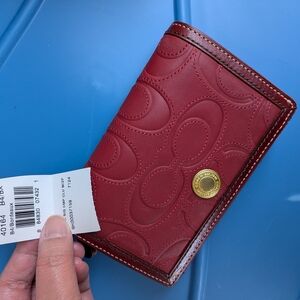 Vintage Coach Red Embossed Leather Wallet